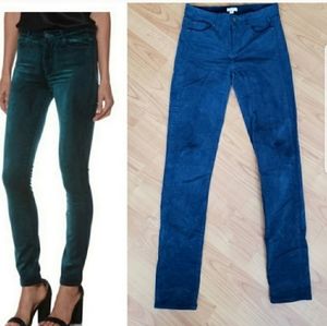 J. CREW teal green velvet skinny pants